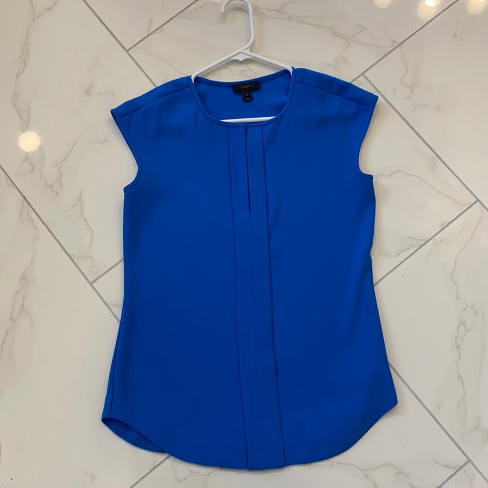 J Crew Blue Cap Sleeve Blouse, Size 0